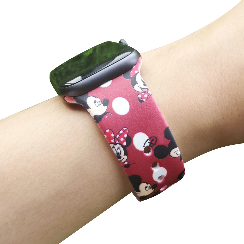 Мультфильм браслет с подвеской в виде мыши ремешок для iwatch серии 4 3 2 1 40 мм 44 мм спортивный силиконовый ремешок для Apple watch 38 мм 42 мм женский браслет