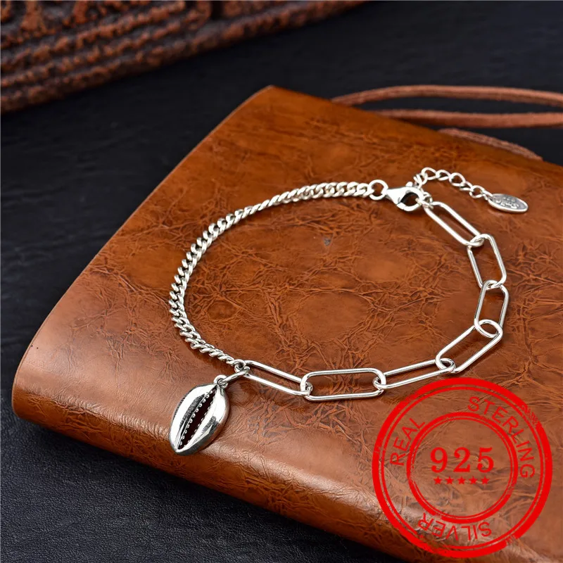 Sterling Silver 925 Bracelet Shell Pendant Handmade Chain Women's Boutique Wedding Gifts Hot | Украшения и аксессуары