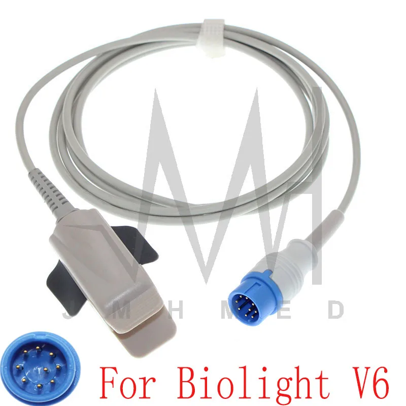 

Compatible with spo2 Sensor of Biolight V6 Monitor Oximetry Cable Reusable Accessories Adult/Child/Neonate/Finger/Ear 9pin 3m