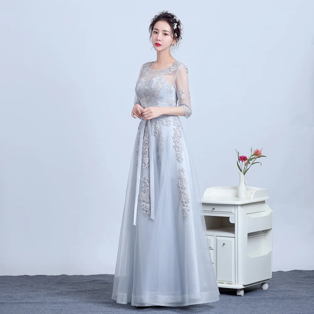 Вечернее платье в пол с открытой спиной рукавом до локтя вышивкой платья для