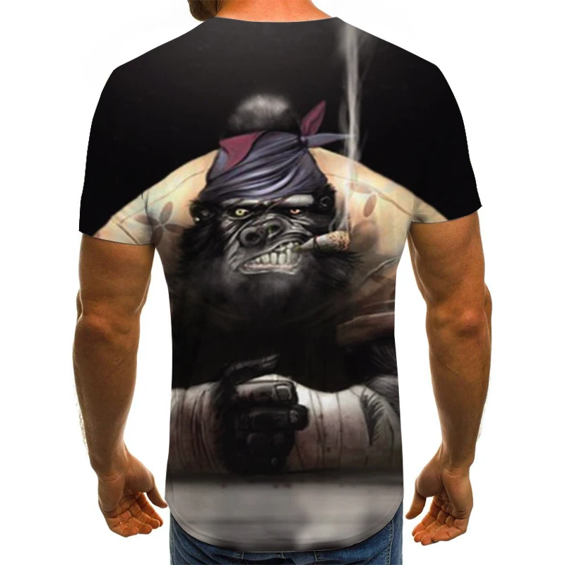 

2021 summer T-shirt for boys and girls, new funny cat 3D printed animal summer short-sleeved T-shirt top street clothing retro