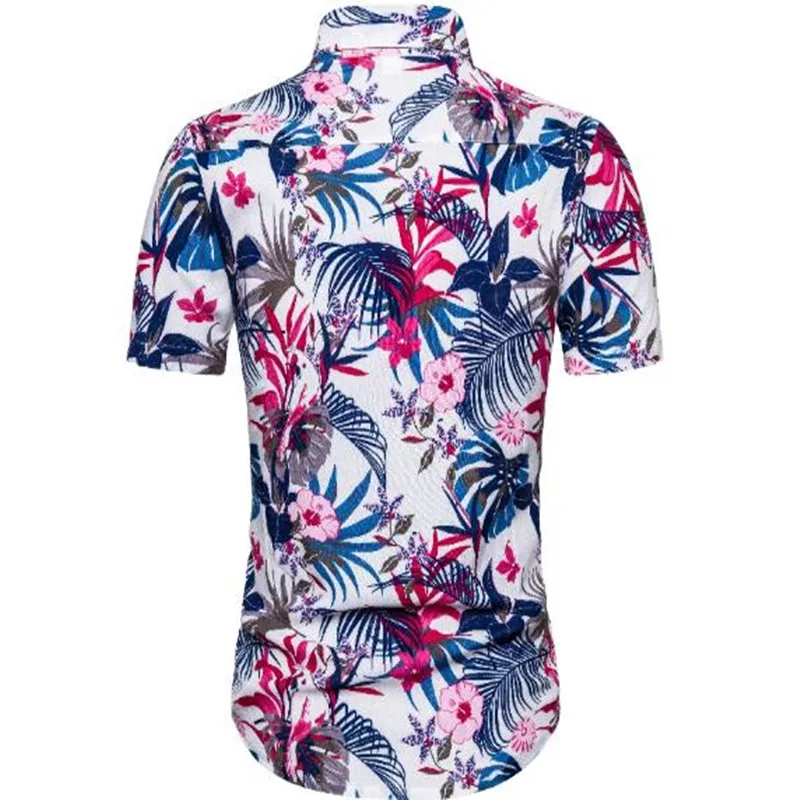 

Summer new style European and American style men creative unique printing lapel short-sleeved shirt mens shirts