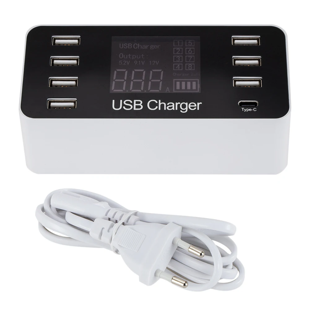Многопортовое 7-портовое настольное умное зарядное устройство USB Type C 5V/8A для iPad