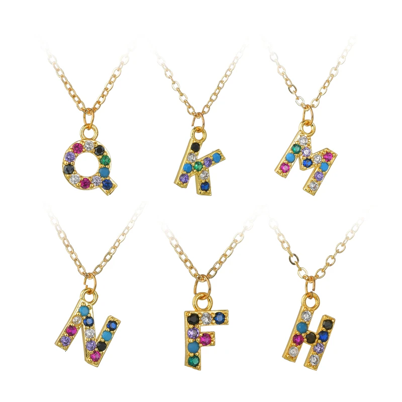 Многоцветное Кристальное ожерелье индивидуальное с надписью алфавита для