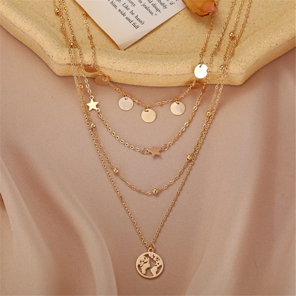 

Fashion Necklace Alloy Five-pointed Star Pendant Multi-layer Necklace for Women Jewelry Girl Mom Birthday Gift Accessories