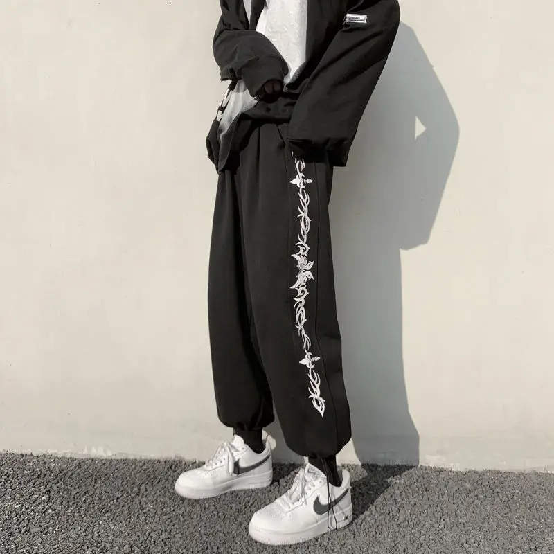 2021 Spring And Autumn New Splicing Korean Cropped Jeans Men's Loose Straight Pants Sport Joggers Hip Hop | Мужская одежда