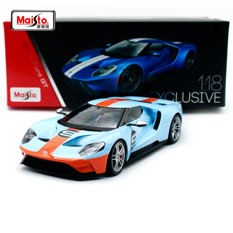 Maisto 1:18 2017 ford gt белый синий красное вино автомобиль diecast hardback роскошные гоночные