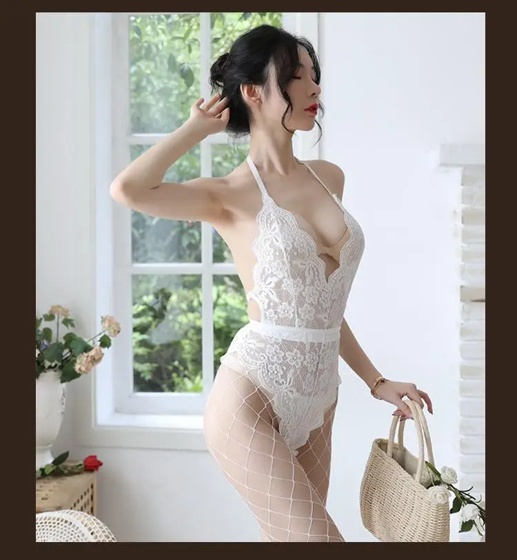 

New sexy halter halter open back lace triangle one-piece sexy lingerie