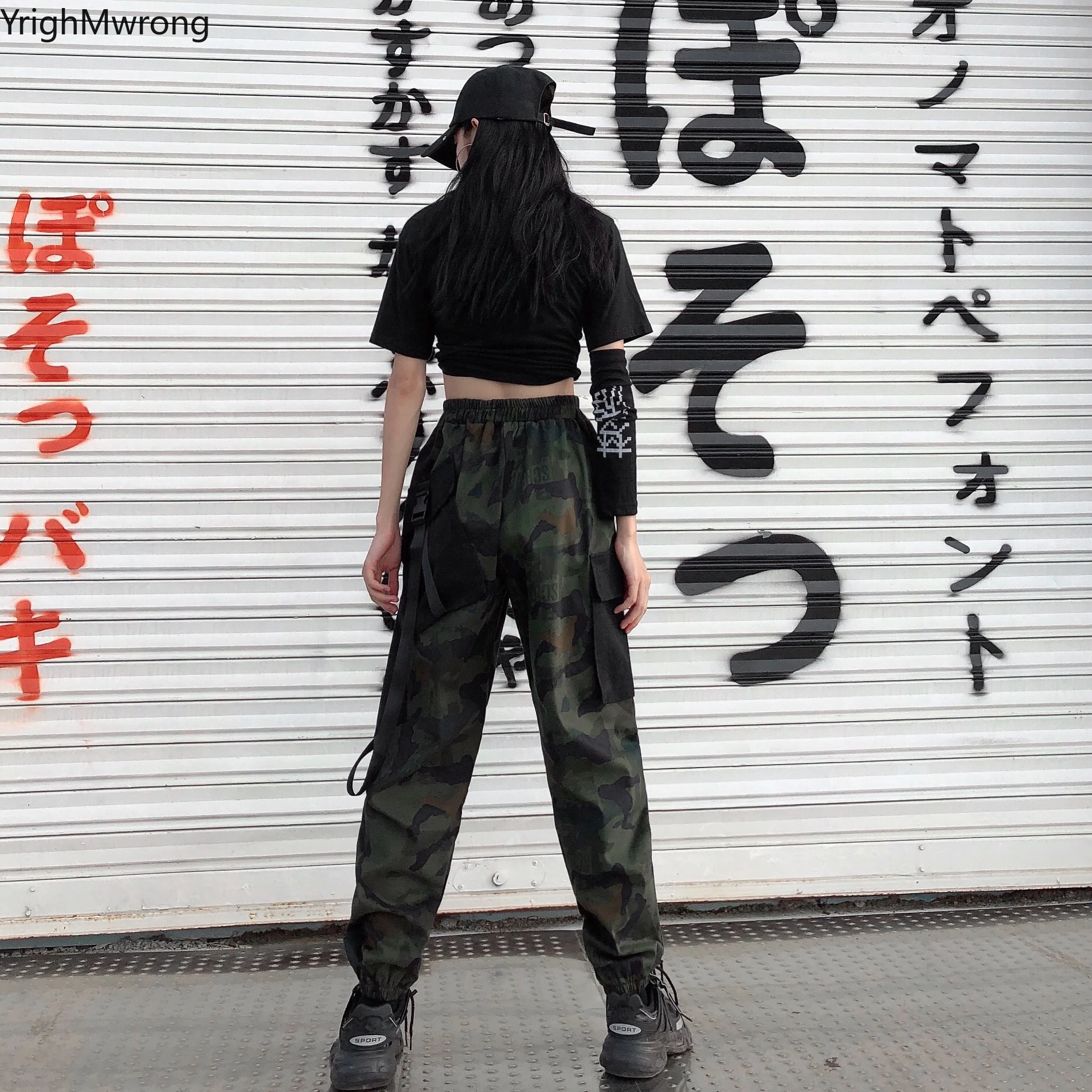 Камуфляжный хаки карго ремень с пряжкой и карманами джоггеры эластичным поясом