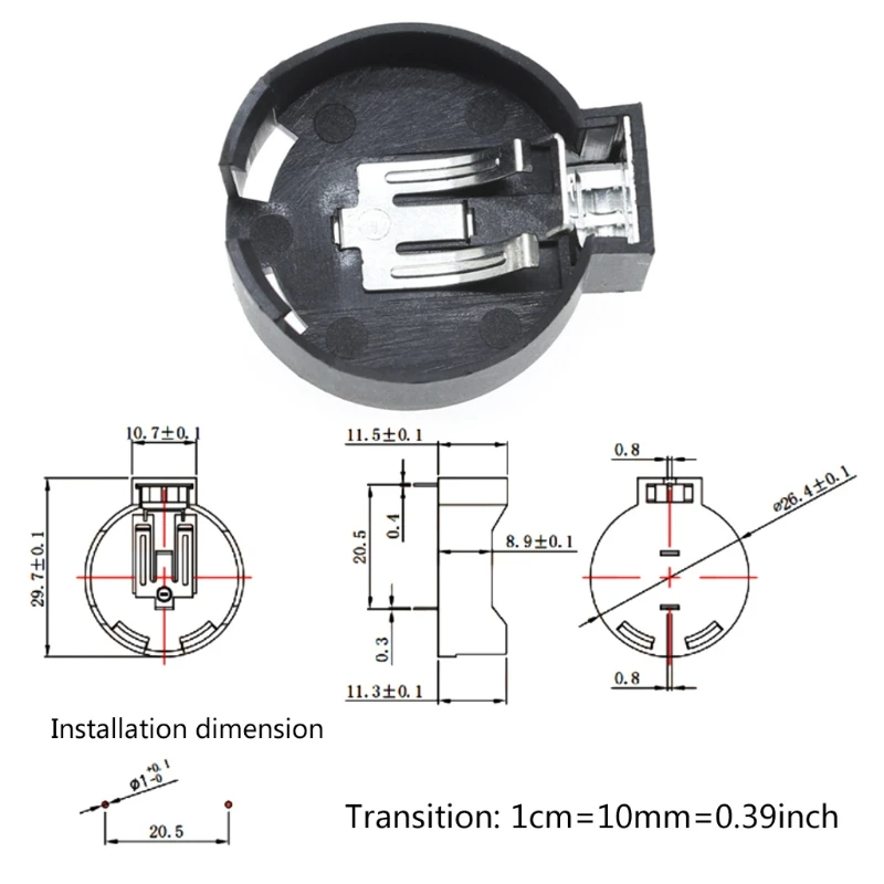 

10 PCS Black CR2477 Coin Cell Button Battery Socket Holder for 3V Button Battery