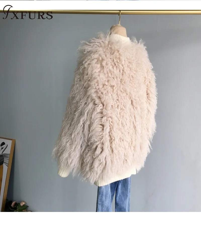 2020 New Arrival Women Knitted Mongolia Lamb Fur Jackets Outwear Girl Fashion Real Overcoats Coats Winter Warm | Женская одежда