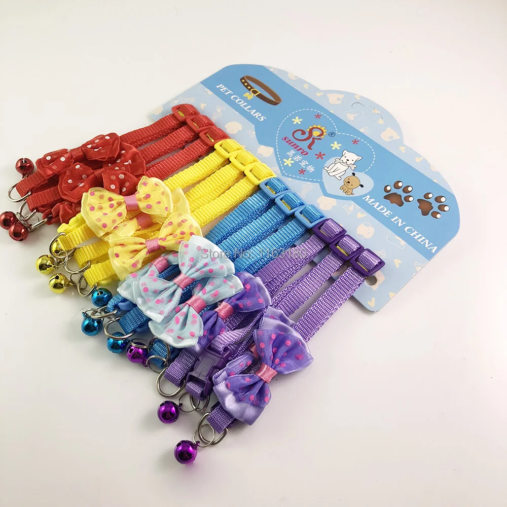 Ошейник 24 шт./лот для маленьких собак кошек щенков нейлоновый бант ошейник с