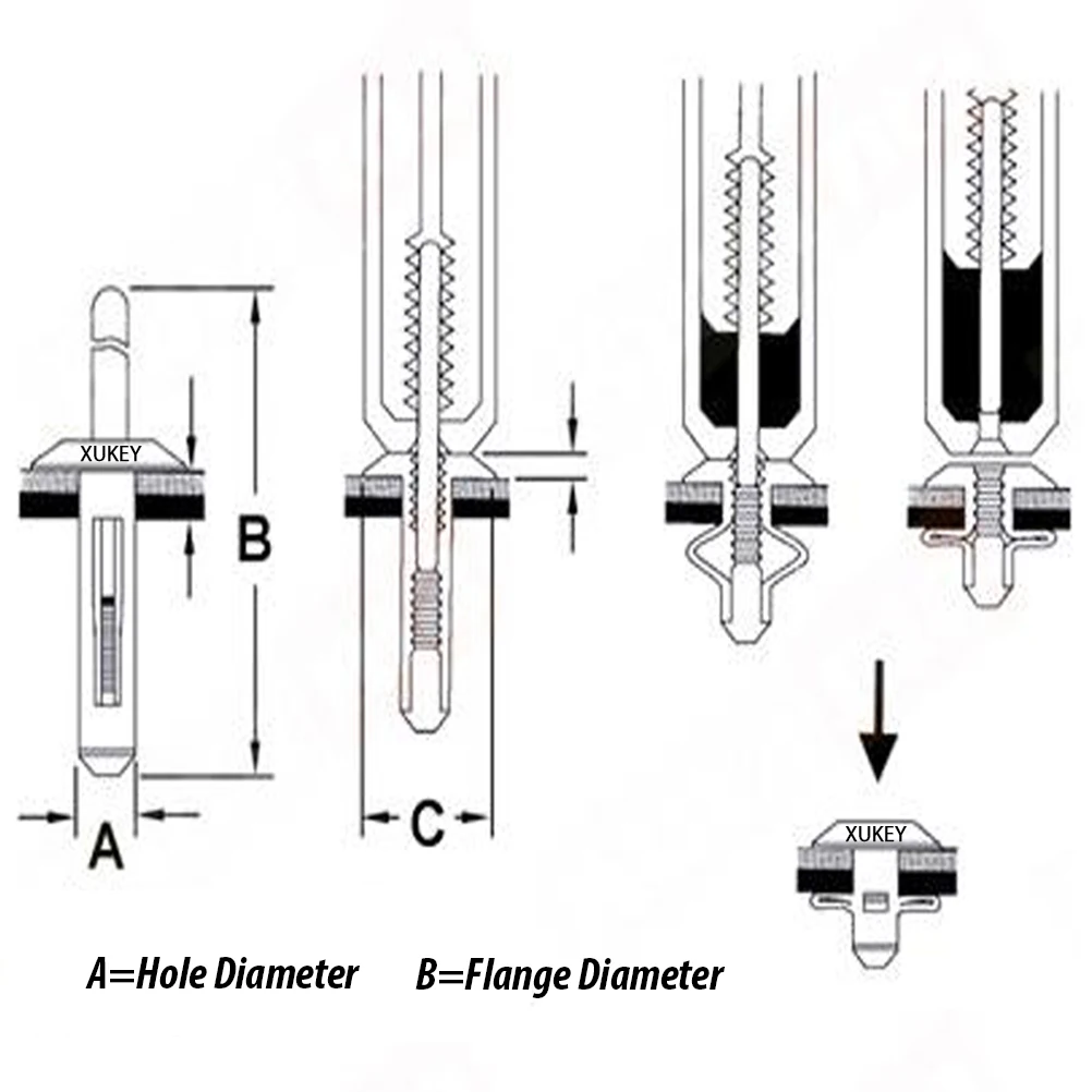 100PCS Rivet Clip Car Body Retainer Bumper Fender Liner Fasteners Kit For Chrysler 300 Jeep Wrangler JK Ford Dodge Avenger | Автомобили и