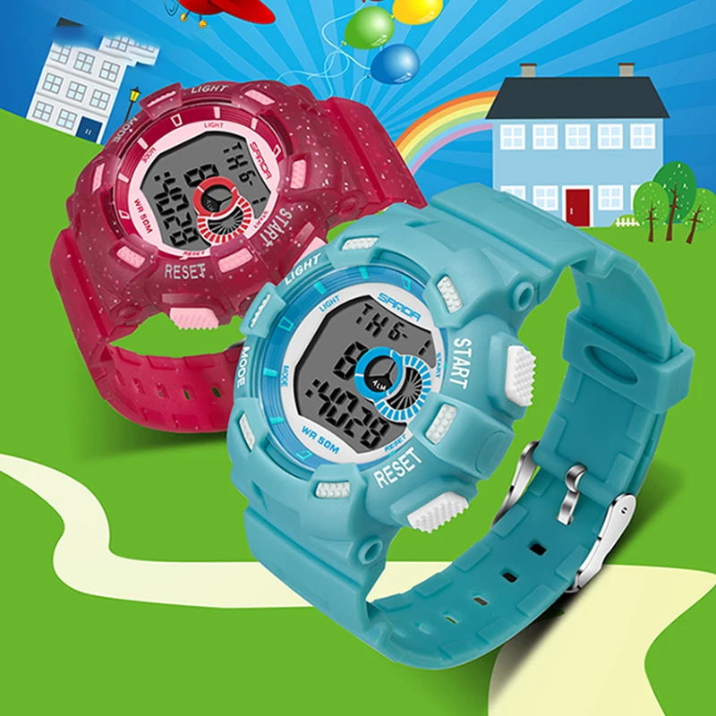 

2021 New Colorful Light Sports Waterproof Electronic Digital Led Watches Fashion Children's Multifunction Luminous Watch 379