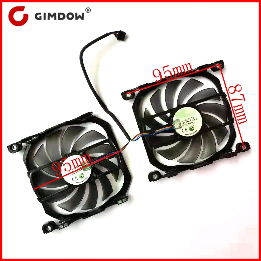 

CF-12915S 2pcs/lot 95x87mm DC12V 0.35A For INNO3D P104-100 GeForce GTX 1060 1070 1070Ti 1080 1080Ti Graphics Card Fan