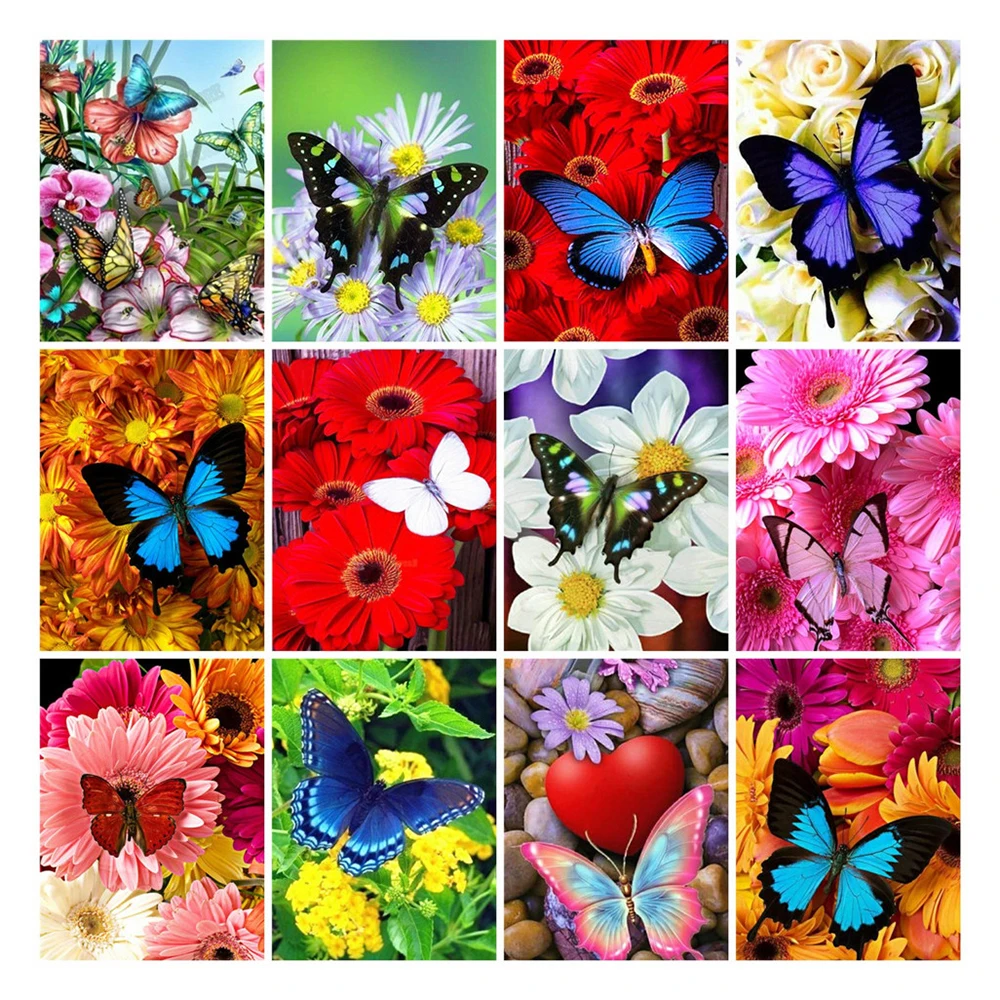 

DIY Diamond Painting Butterfly And Flower 5D Full Square Rhinestone Diamond Embroidery Mosaic Cross Stitch Home Decor