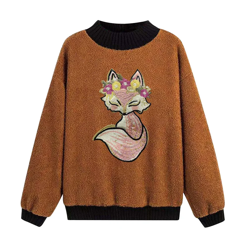 

thickening affixed cloth embroidered with wool big yards lambs wool turtleneck sister fleece spell