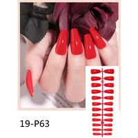 coffin red tapered fake nails short colored ombre pess on nails with glue sticker designer fingernails faux ongles takma tirnak