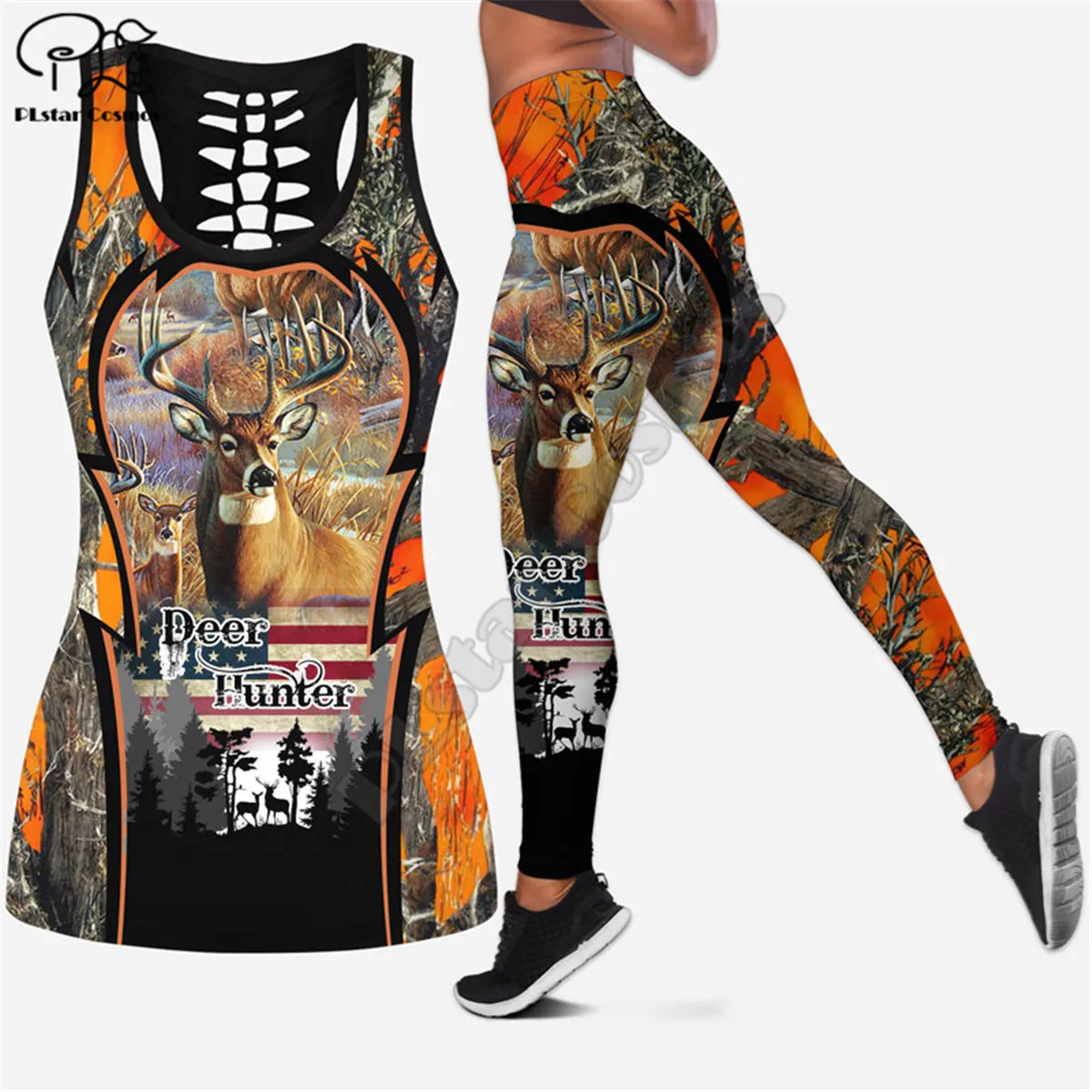 

PLstar Deer Hunting 3D Printed womens sexy tank tps Summer Vest Tank Top Women Fashion yoga vest