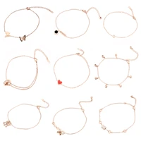 new girl anklet high quality rose gold stainless steel anklet variety of optional chains couple gift cute accessories