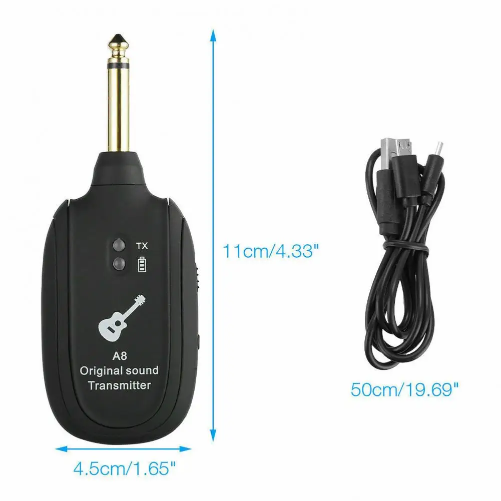 

Guitar Wireless System Transmitter Receiver Built-in 4 Channels Rechargeable Wireless Guitar Transmitter Receiver Guitar Supply