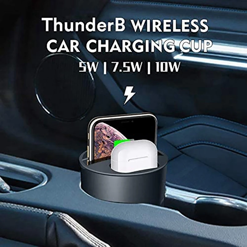 

X9A 10W Car Wireless Charger Cup with USB Output Port for iPhone 11 Pro, 11, Samsung Galaxy S20, S10 +, S10 and More