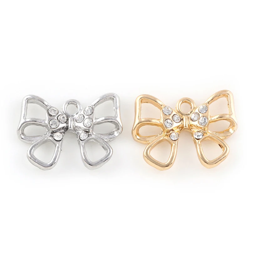 

10pcs/lot Ribbon Rhinestone Dangle Handmade Charms Pendant DIY for Bracelet Necklace Bag