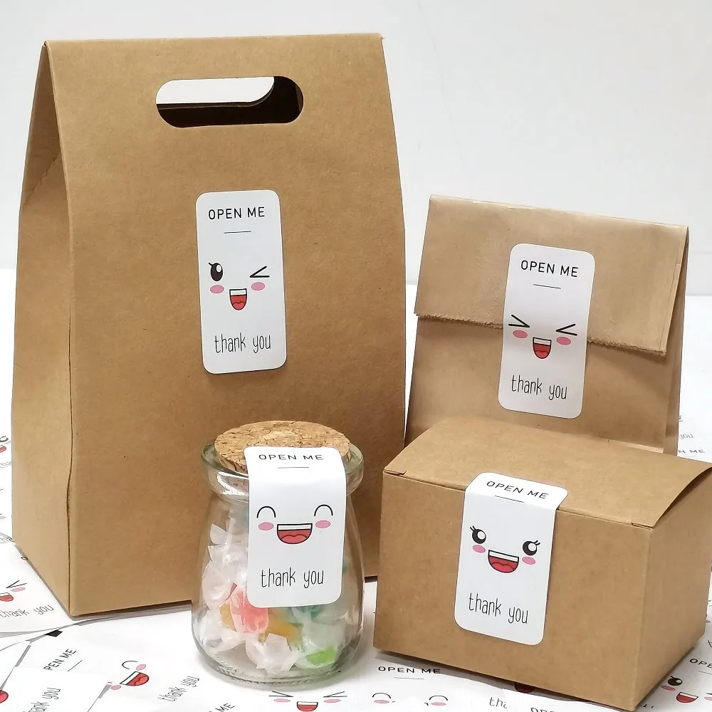 

40-100pcs Thank You Decoration Rectangle Stickers Seal Labels for Business Packaging Gifts Stickers OPEN ME STICKERS 3*6cm