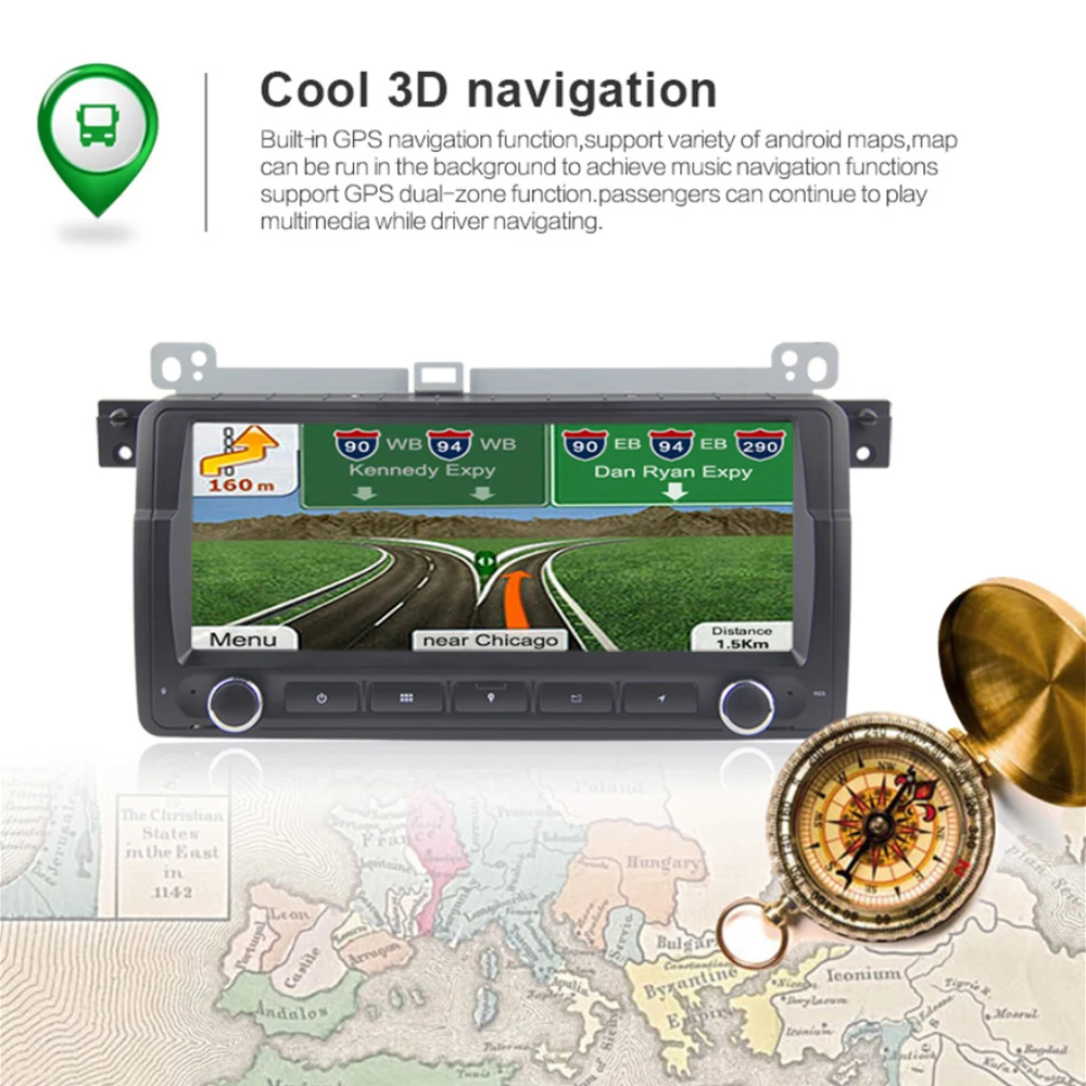 8.8-дюймовое 2Гб 16Гб Автомагнитола Андроид 10.0 ДЛЯ BMW E46 Головное устройство 2дин Мультимедийный плеер FHD DSP Видео DC Минитор FM ON.