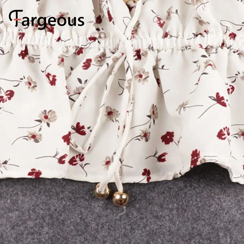 Женские блузки с открытыми плечами Fargeous Осенние укороченные Блузы цветочным