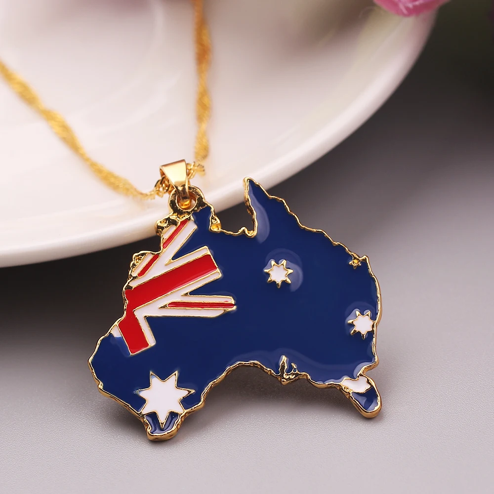 Австралия Южно-суданская карта кулон в форме флага ожерелья золотого цвета