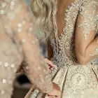 Роскошные арабские Свадебные платья Дубай, из прозрачной ткани с длинными рукавами и длинным шлейфом Кристалл бусины часовни Свадебные платья novia