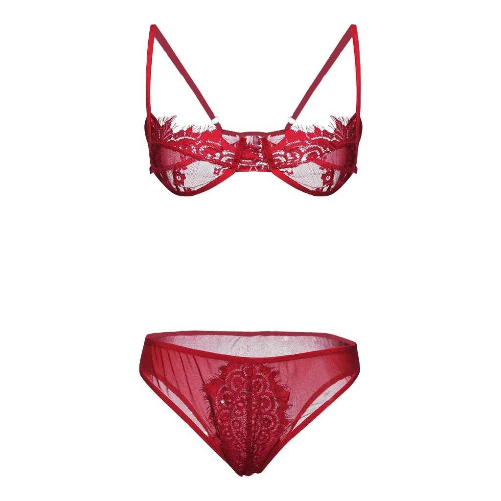 

New Top Ultra-thin Underwear Set Push-up Bra And Panty Sets Hollow Out Brassiere Gather Sexy Bra Lace Lingerie Set Nightwear