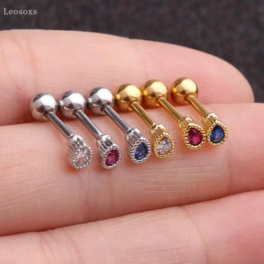 

Leosoxs 2pcs Simple New Product Water Drop Zircon Ear Bone Nail Exquisite Body Piercing Jewelry