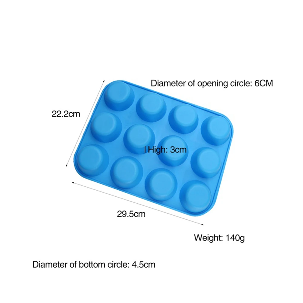 

12 Hole Baking Silicone Mold Non-stick Large Muffin Yorkshire Pudding Mold Cake Baking Tray DIY Bakeware Tools Kitchen Utensils