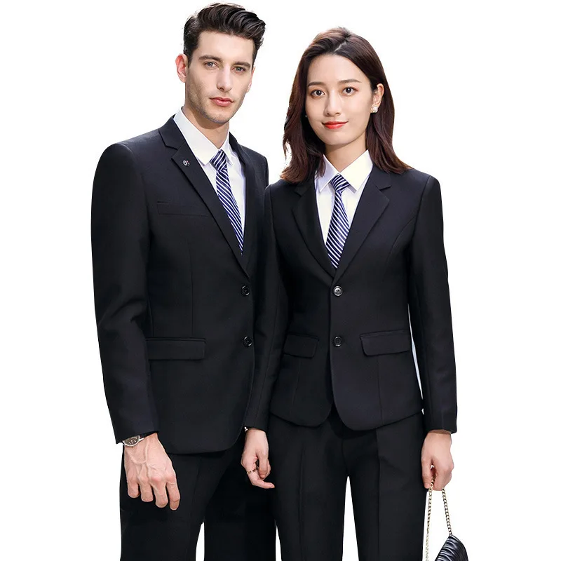 

professional suit business suit high end three piece men's and women's same interview work clothes embroidered logo