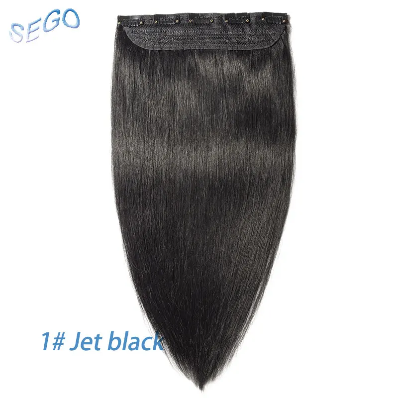 #1 SEGO 1"-22" 80 г-100 г, Одна Деталь настоящие человеческие волосы для наращивания 1 p/w 5 клипс, Non-Волосы remy шт Прямые бразильские волосы - Цвет: #1