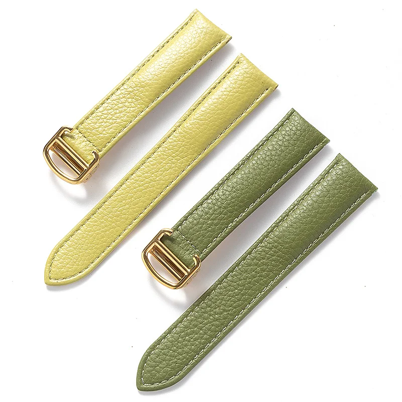 

Lychee pattern cowhide watch strap men and women adapt to Cartier Tank SOLO London leather bracelet