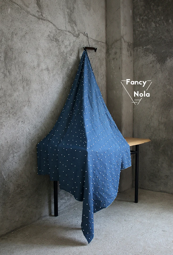 Жемчужный деним 150 см Ширина Творческая ручная вышитая синяя ткань DIY Дизайнерская 3D стерео ткань CG086.