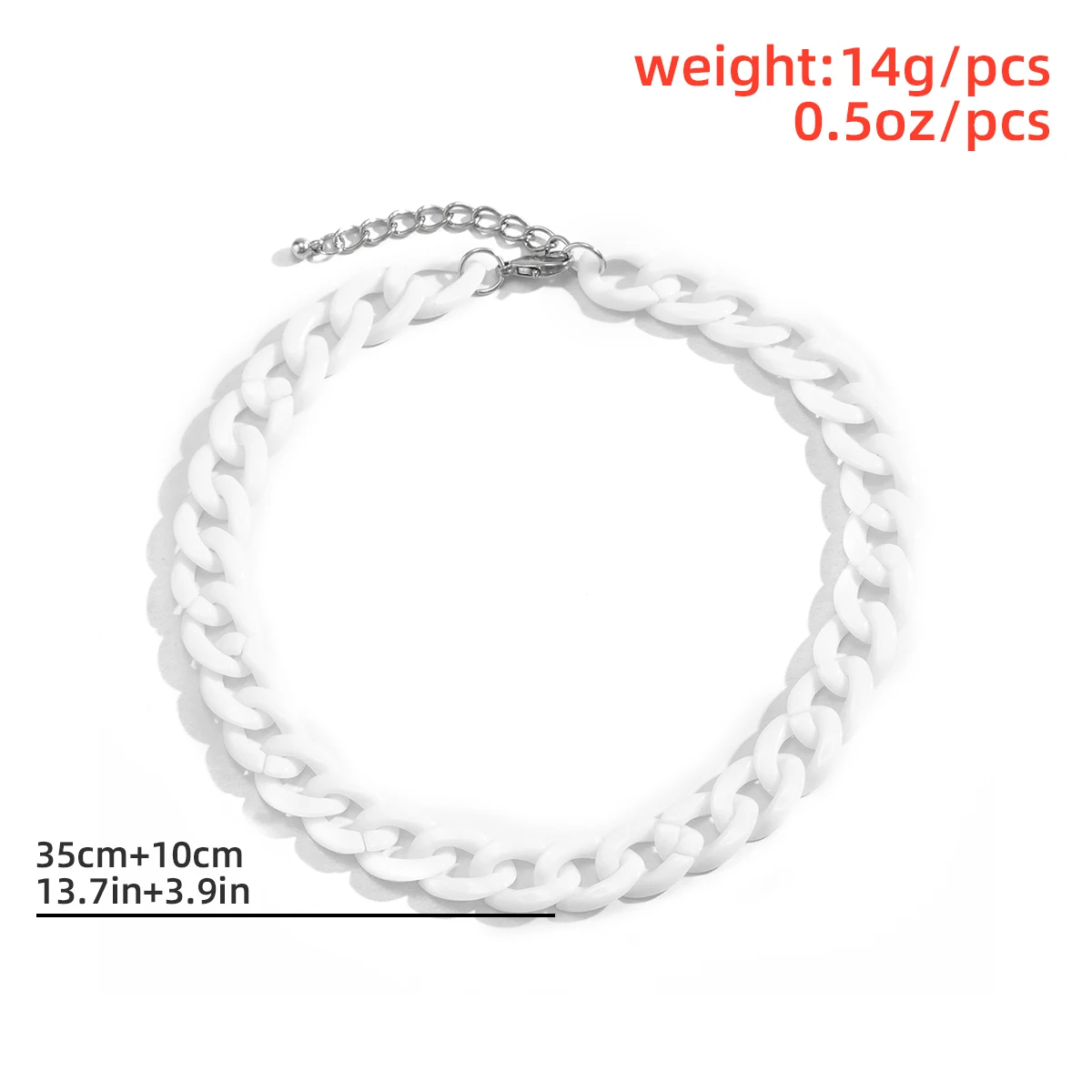 

Punk Simple White Acrylic Link Chain Necklace for Women Men Fashion Short Choker Necklace Kpop Aesthetic Neck Jewelry Gift 2021