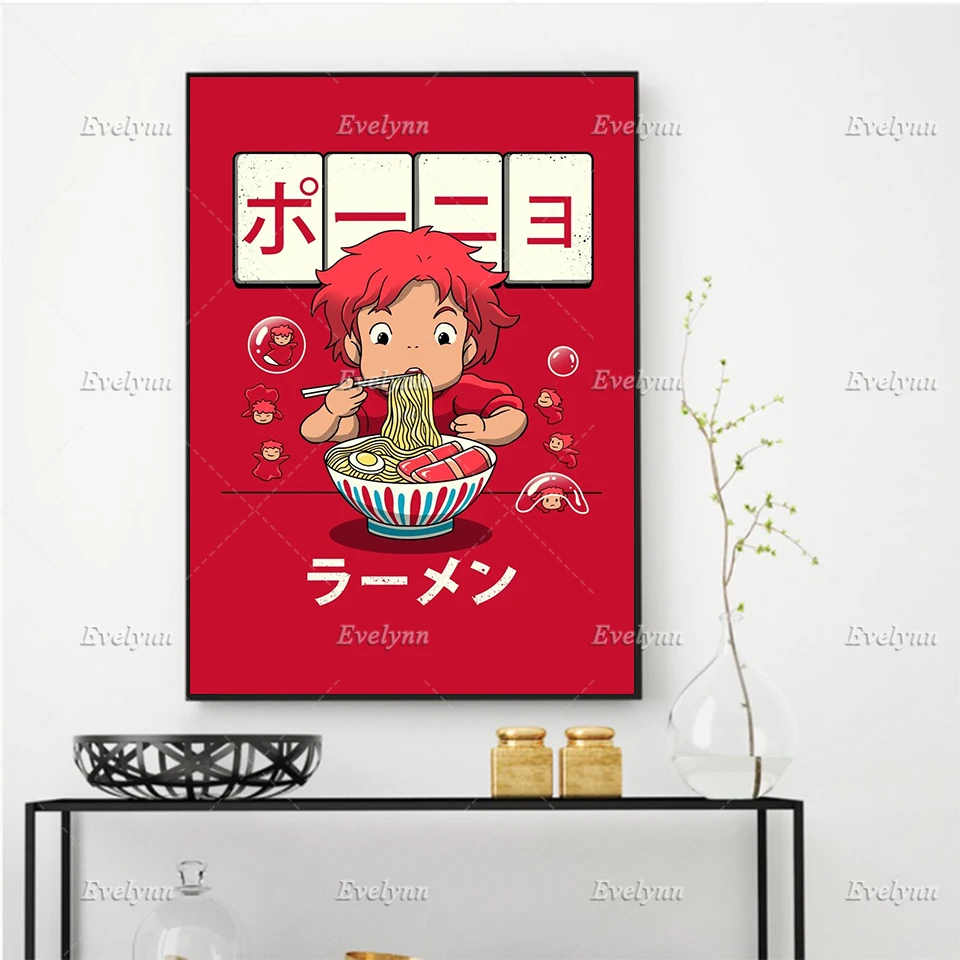 

Abstract Prints Modular Pictures Anime Poster Goldfish Ramen Cartoon Wall Art Canvas Painting Bedroom Home Decor Floating Frame