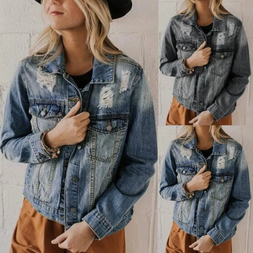 Women Outerwear Coats Jackets Fashion Long Sleeve Denim Coat Ladies Casual Jacket Outwear Jeans Overcoat Tops M840# | Женская одежда