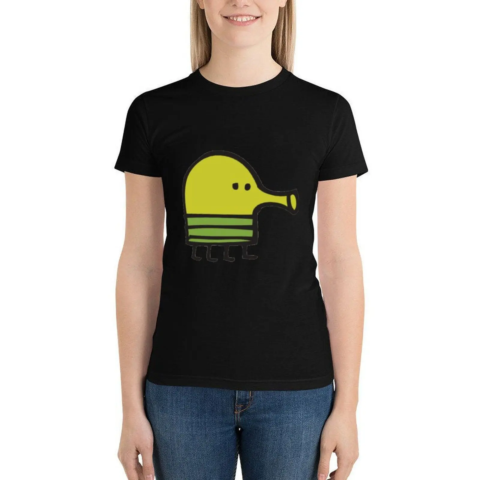 

Doodle Jump Tshirt Short-Sleeve Ladies Cotton T Shirt Casual O Neck Graphic Simple T-Shirt Large