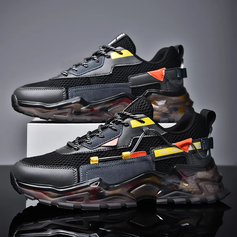 

Кроссовки мужские спортивные Нескользящие, Повседневная модная спортивная обувь, черные, Размер 11