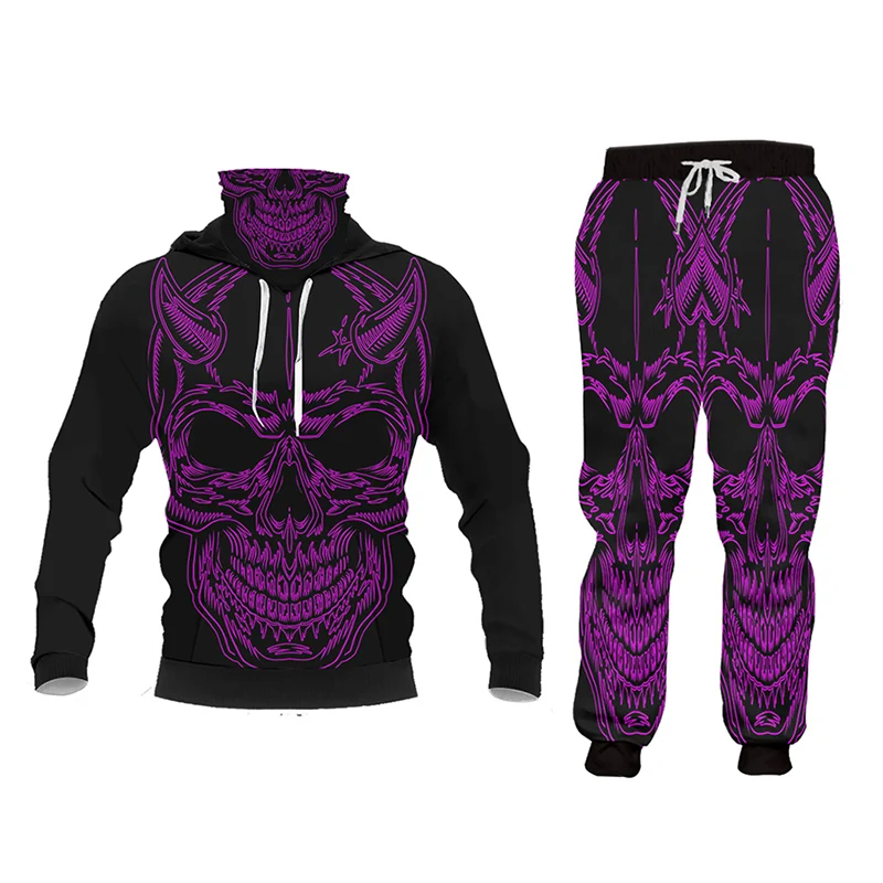 UJWI Мужская толстовка спортивные штаны куртка с черепом 3D принтом повседневная
