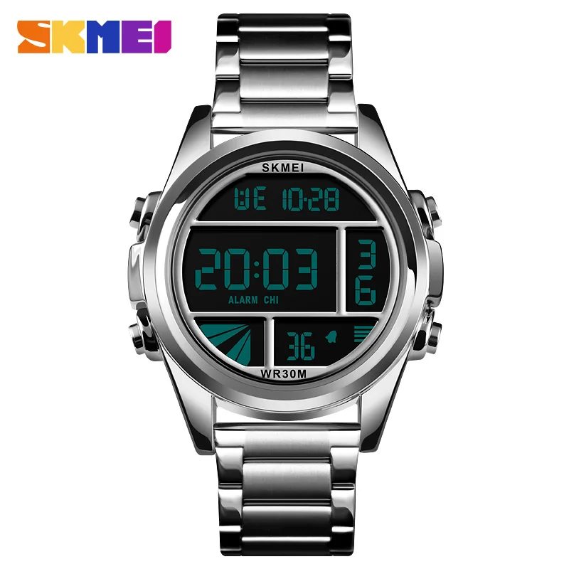 

SKMEI Fashion Men Watch Creativty Digital Watch 3Bar Waterproof Stereoscopic Dial Stainless Steel 12/24 Hour montre homme 1448