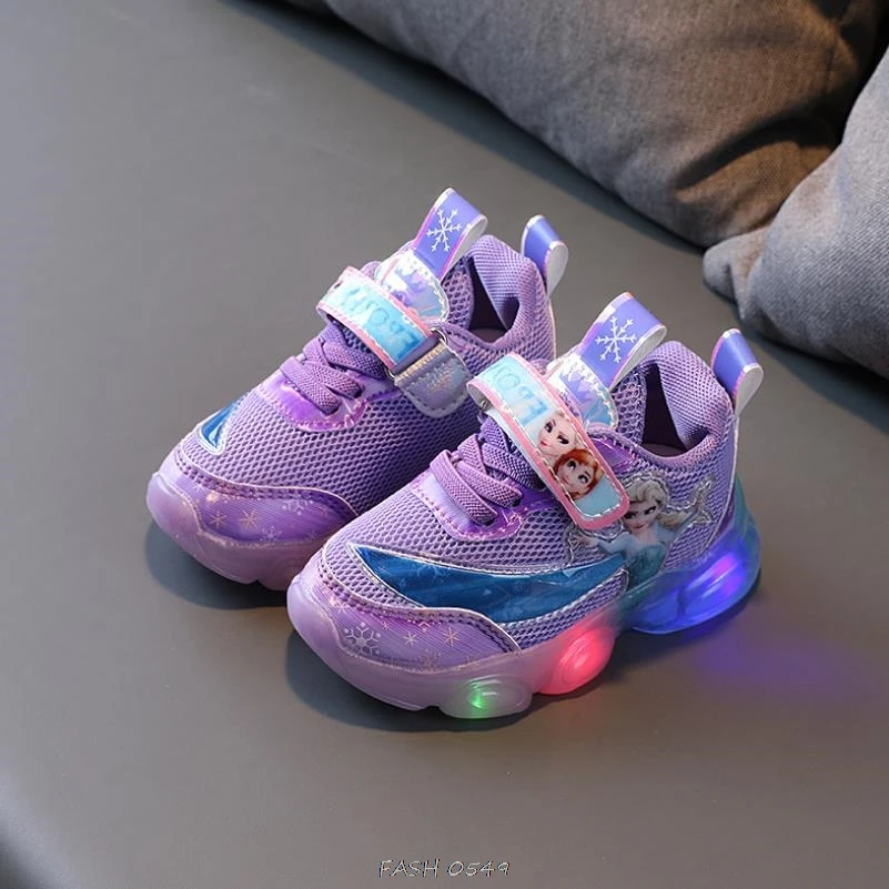 Детские светящиеся кроссовки Disney повседневная обувь на плоской подошве для