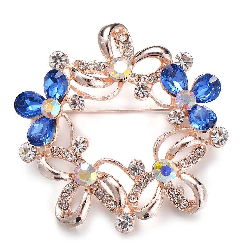 IYOE винтажные многоцветные Хрустальный цветок Броши шарф булавки Женская модная