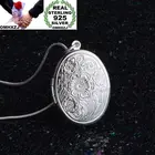 Ожерелье OMHXZJ из серебра 925 пробы с подвеской, овальным цветком и фотокоробкой