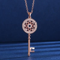 megin d hot sale romantic simple exquisite key zircon copper necklaces for men women couple friend fashion design gift jewelry